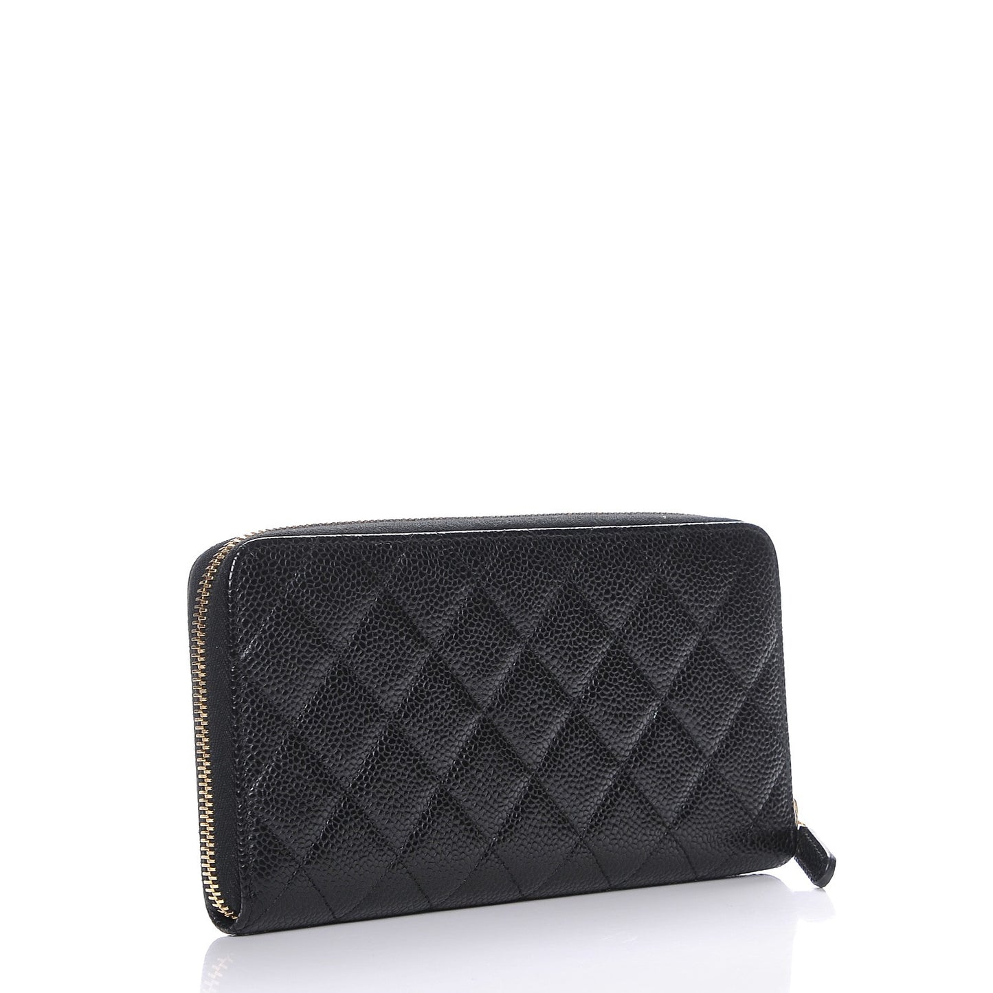 Caviar Quilted Large Gusset Zip Around Wallet Black