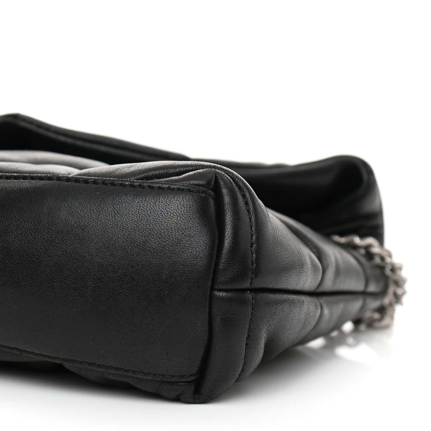 Lambskin Quilted Toy Loulou Puffer Monogram Chain Satchel Black