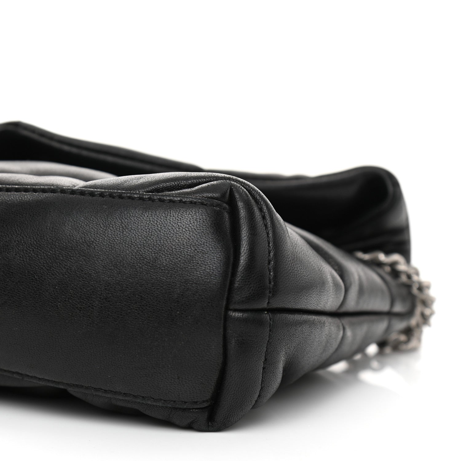 Saint Laurent Lambskin Quilted Toy Loulou Puffer Monogram Chain Satchel Black 9 of 13