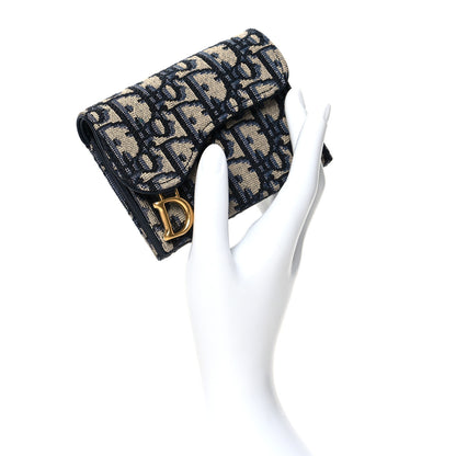 Christian Dior Oblique Saddle Card Holder Blue 2 of 8