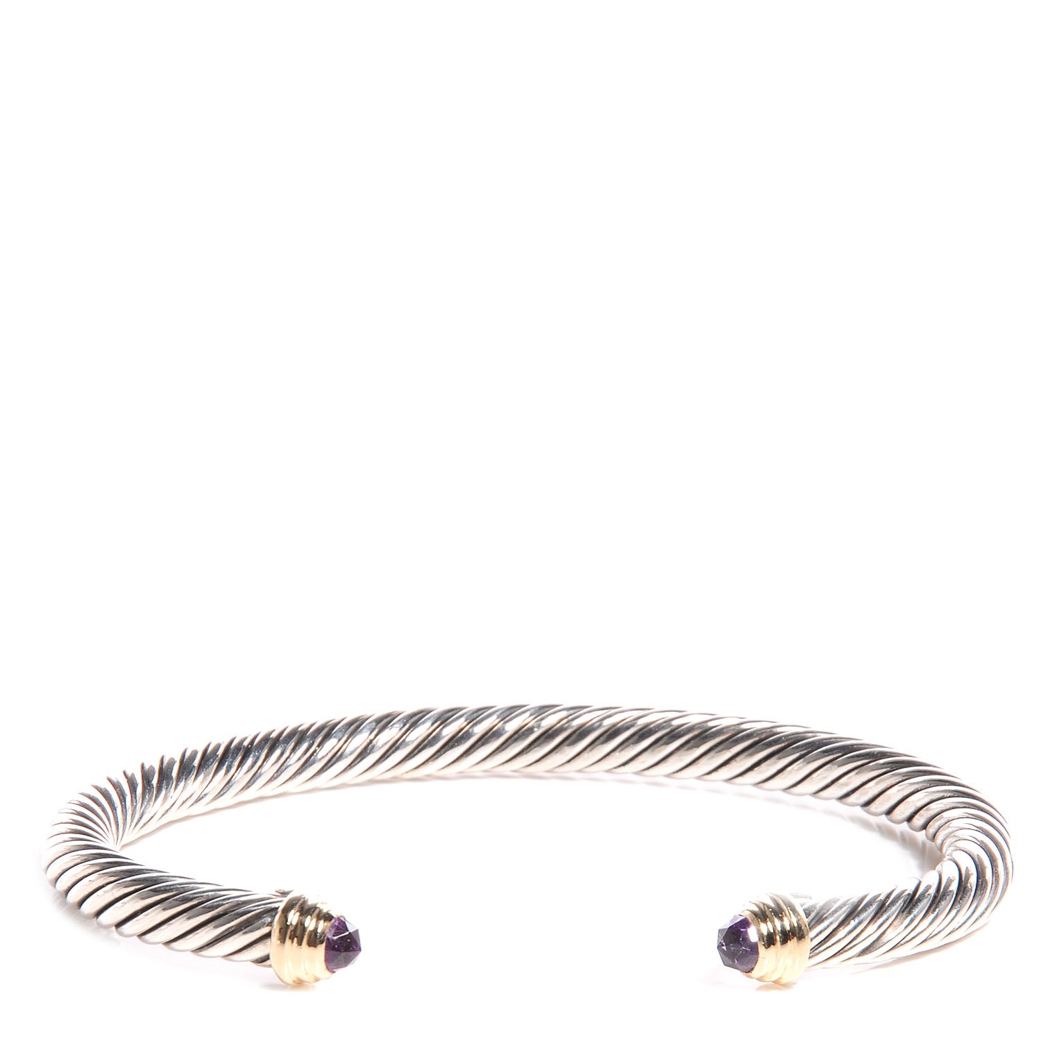 David Yurman Sterling Silver Amethyst 5mm Cable Classics Cuff 1 of 6