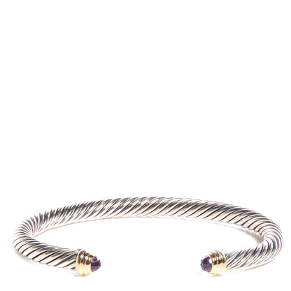 David Yurman Sterling Silver Amethyst 5mm Cable Classics Cuff 1 of 6