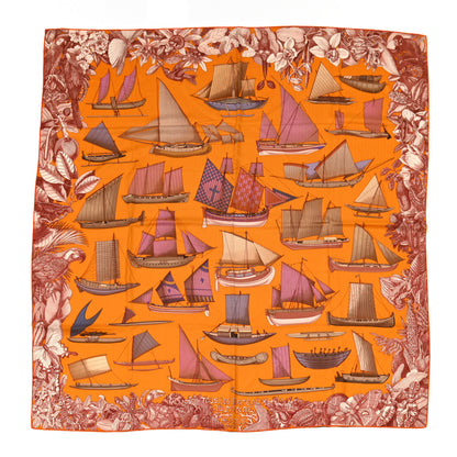 Hermes Cashmere Silk Tous Les Bateaux du Monde Shawl 140 1 of 4