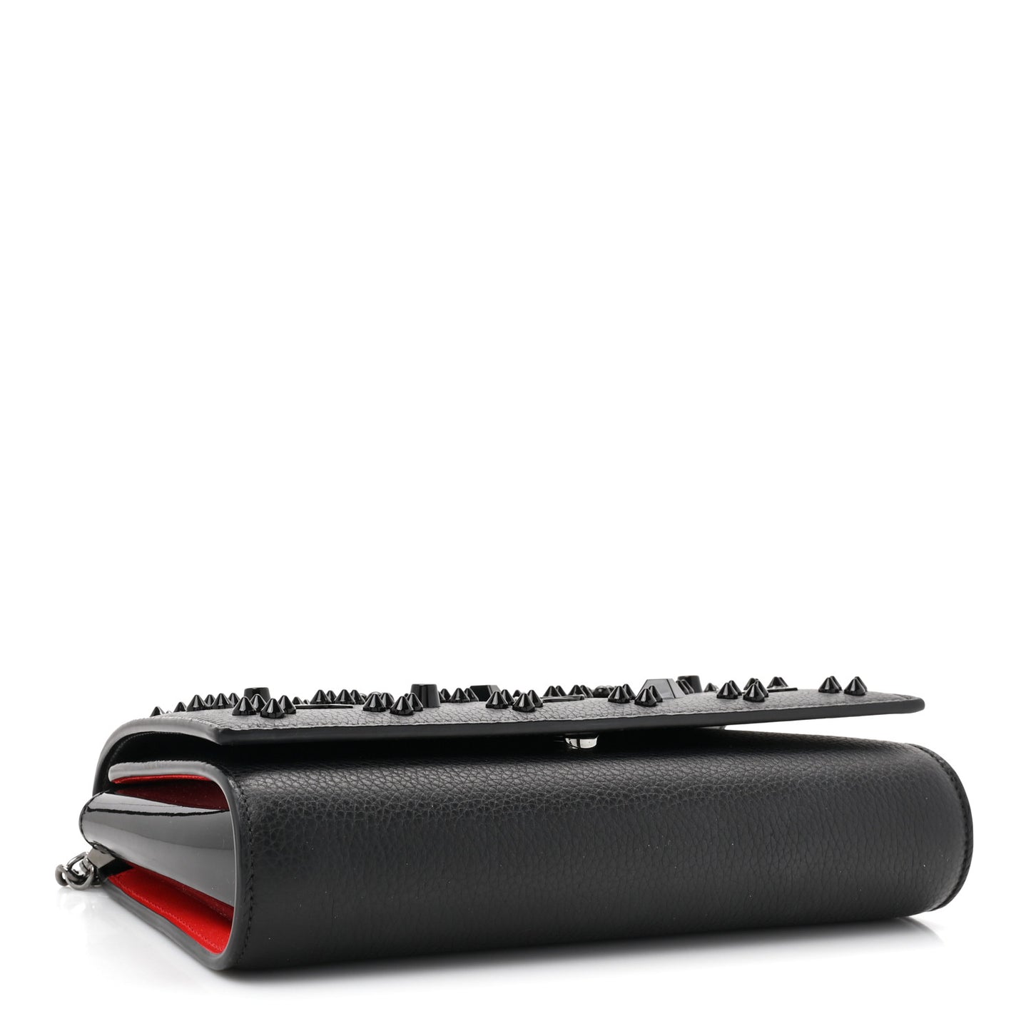 Calfskin Spikes Loubinthesky Paloma Clutch Black