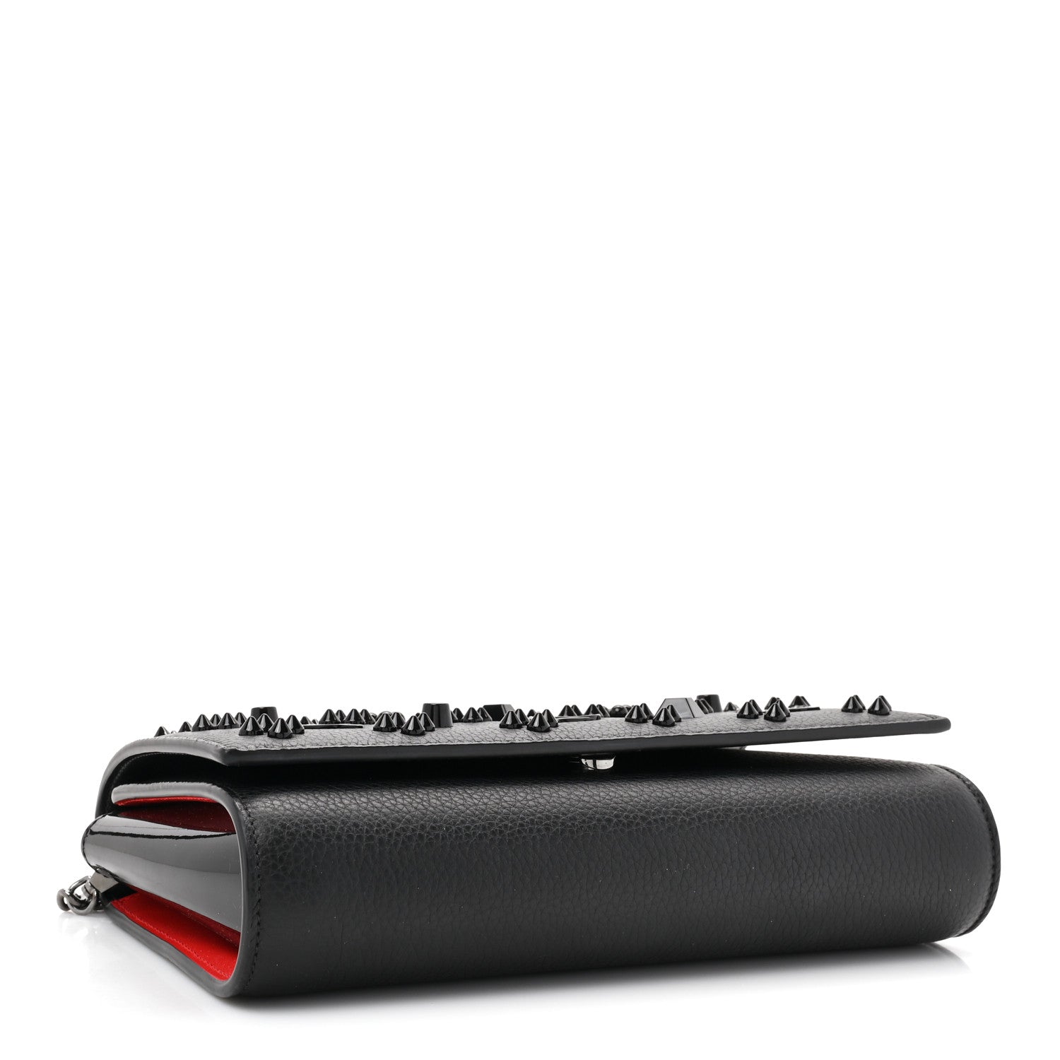 Christian Louboutin Calfskin Spikes Loubinthesky Paloma Clutch Black 4 of 12