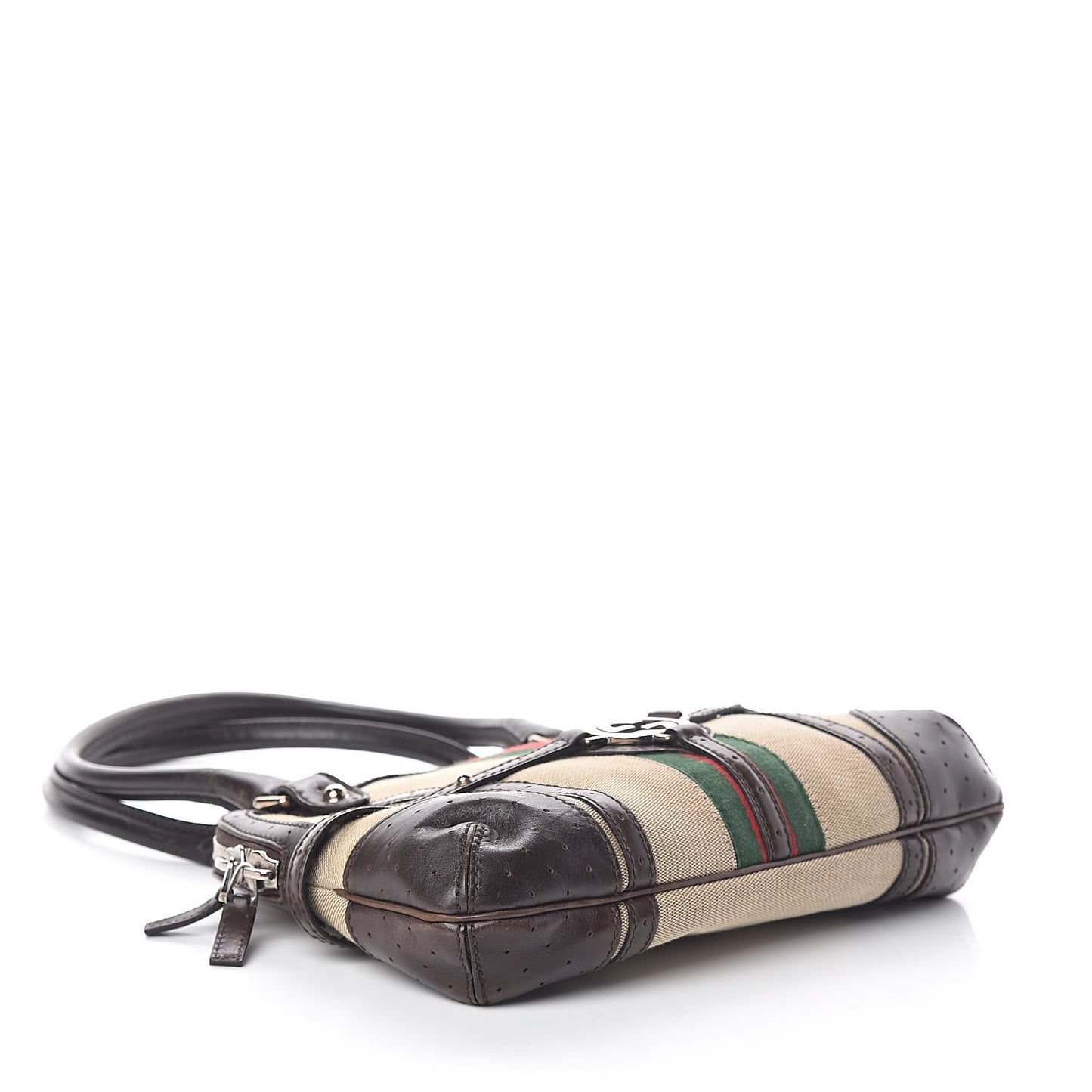 Canvas Calfskin GG Reins Tote Brown