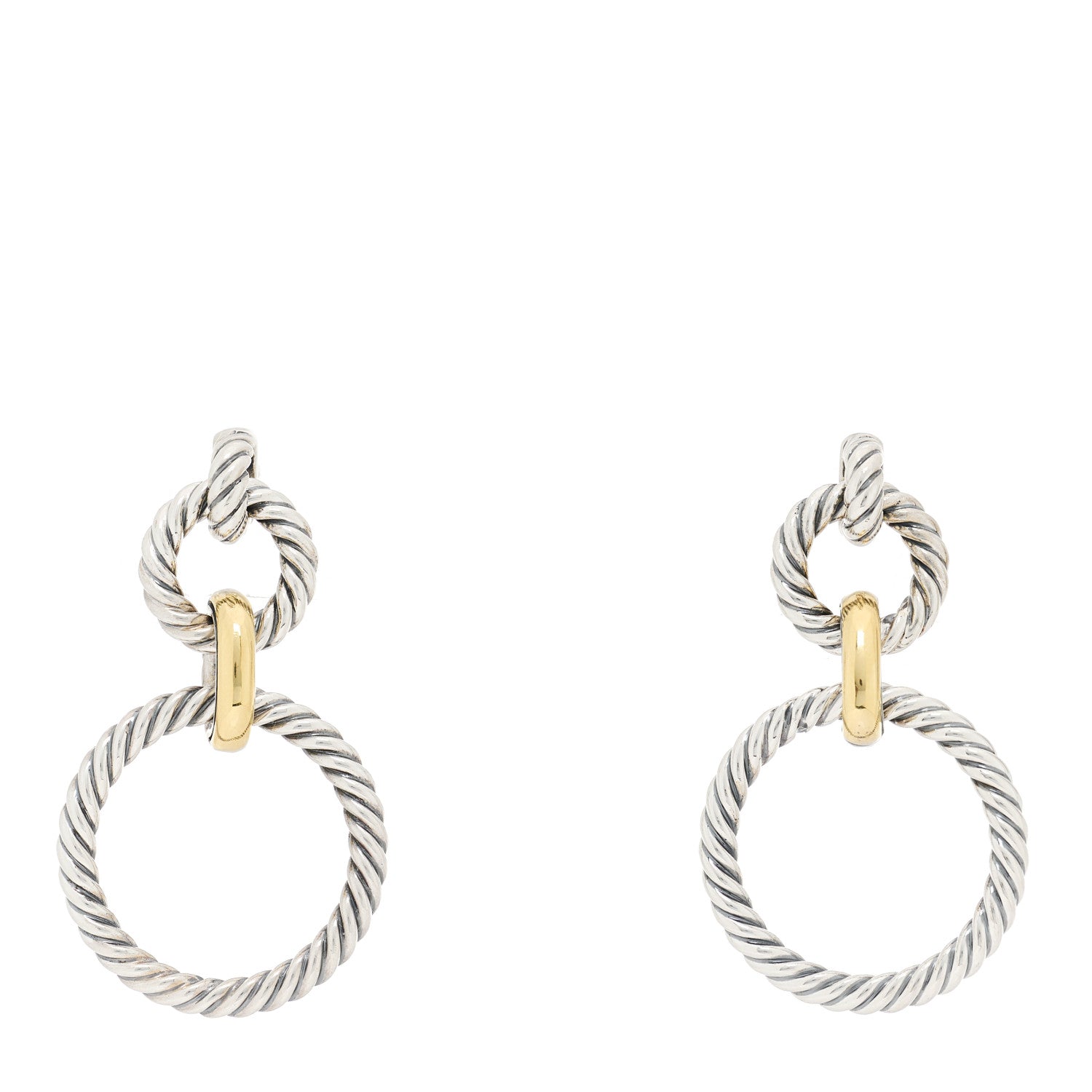David Yurman Sterling Silver 18K Yellow Gold Doorknocker Earrings 1 of 4