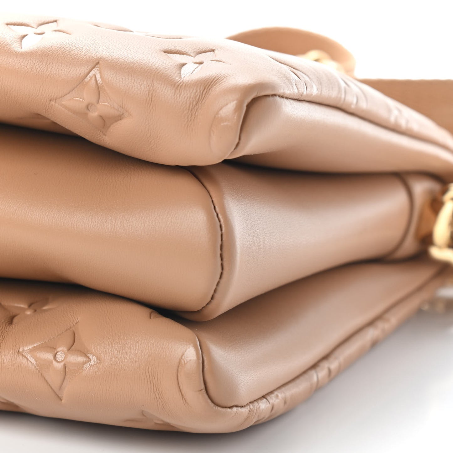 Lambskin Embossed Monogram Coussin PM Camel