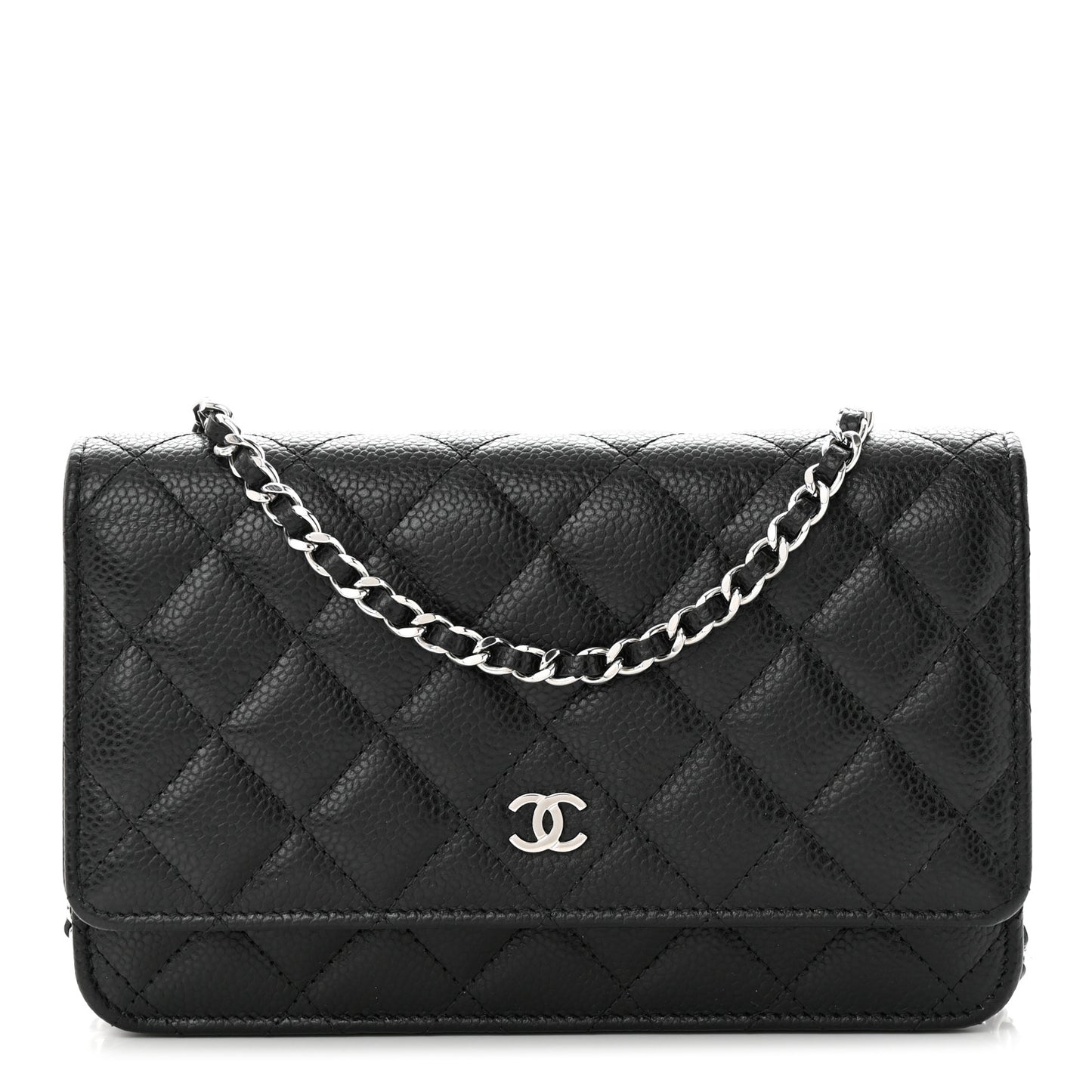 Caviar Quilted Wallet on Chain WOC Black