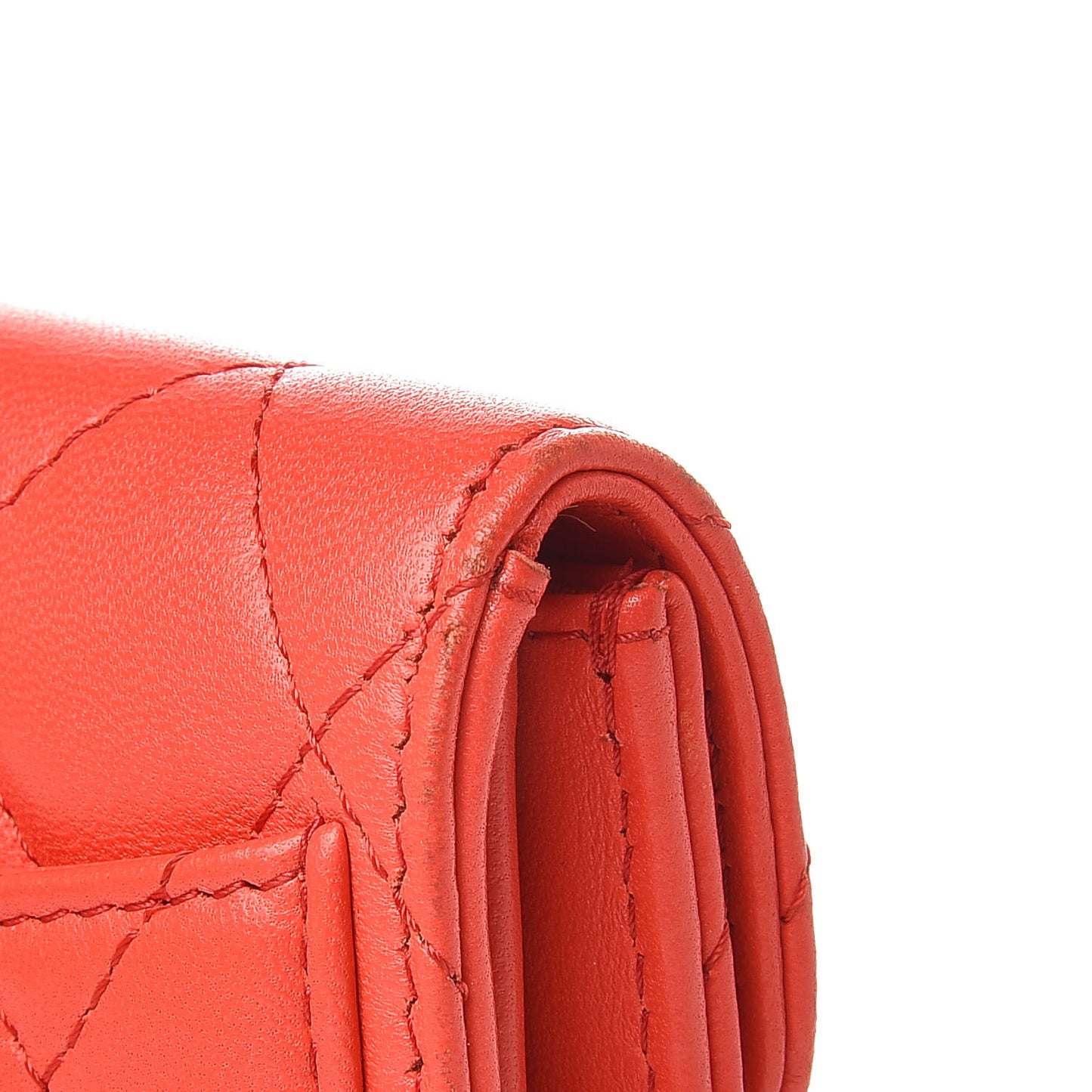 Lambskin Quilted Card Holder Red