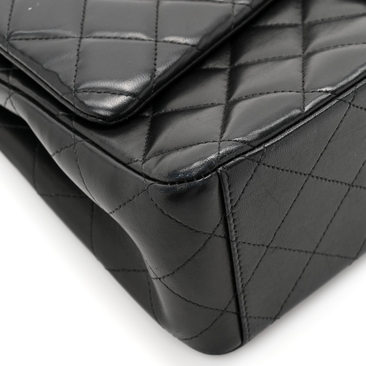 Lambskin Quilted Maxi Double Flap Black