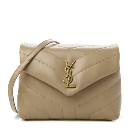 Saint Laurent Calfskin Y Quilted Monogram Toy Loulou Crossbody Bag Dark Beige 1 of 11