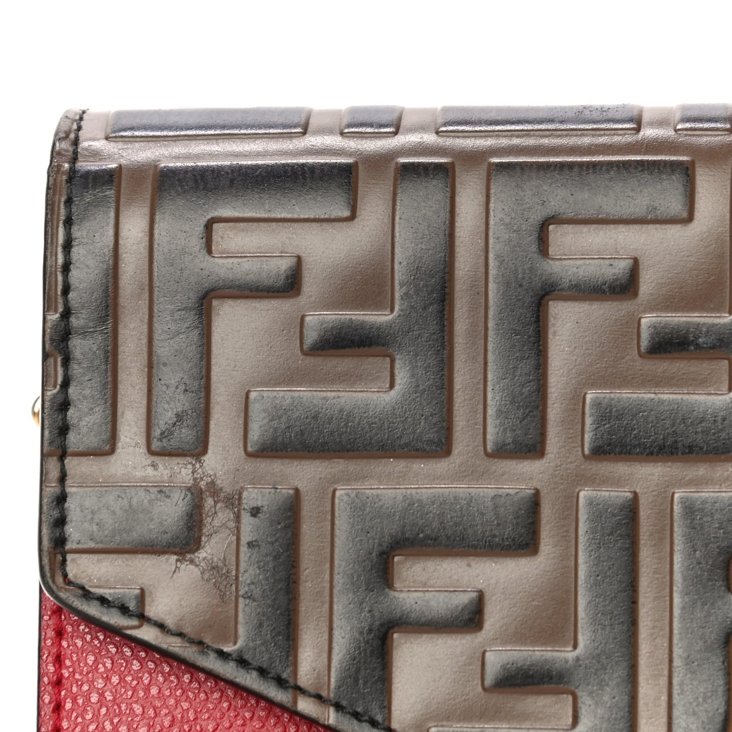 Vitello Cruise F is Fendi FF 1974 Embossed Medium Envelope Wallet On Chain Fragola Maya Black