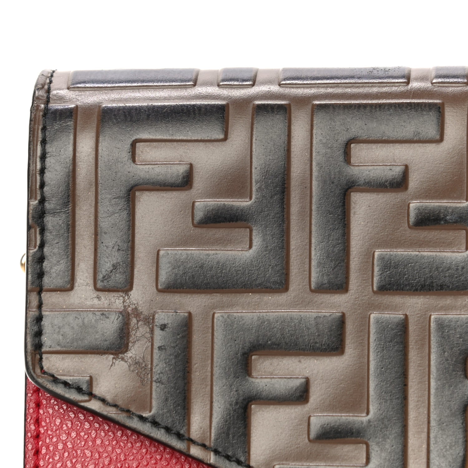 Fendi Vitello Cruise F is Fendi FF 1974 Embossed Medium Envelope Wallet On Chain Fragola Maya Black 11 of 12