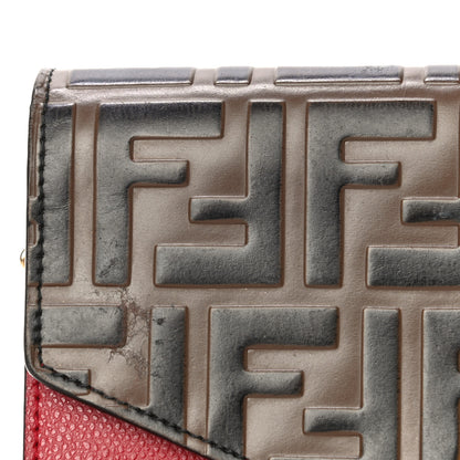 Fendi Vitello Cruise F is Fendi FF 1974 Embossed Medium Envelope Wallet On Chain Fragola Maya Black 11 of 12