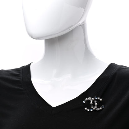 Chanel Crystal Pearl CC Brooch Silver Blue 2 of 5