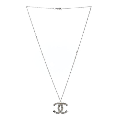 Chanel Baguette Crystal CC Necklace Silver 4 of 12
