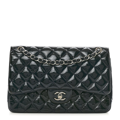 Chanel Patent Quilted Jumbo Double Flap Navy 1 of 11