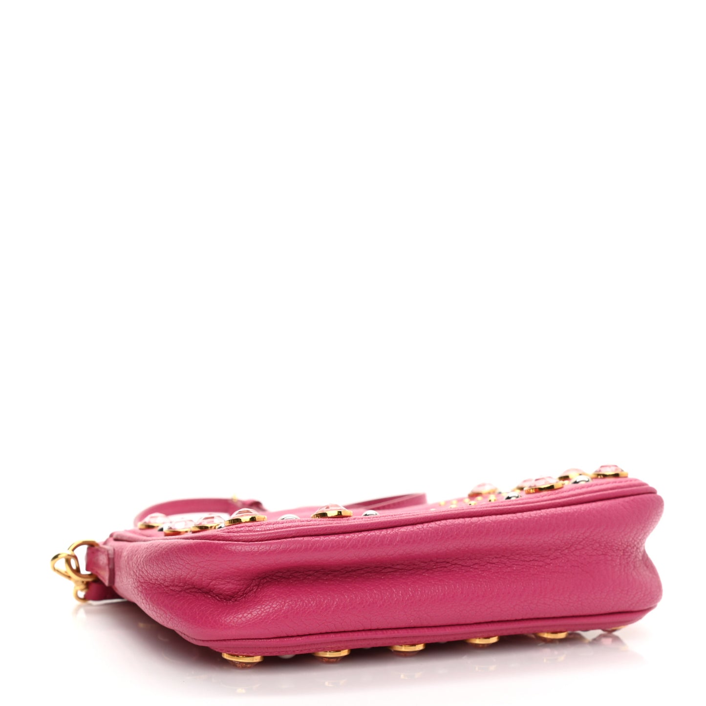 Goatskin Madras Crystal Studded Crossbody Pink