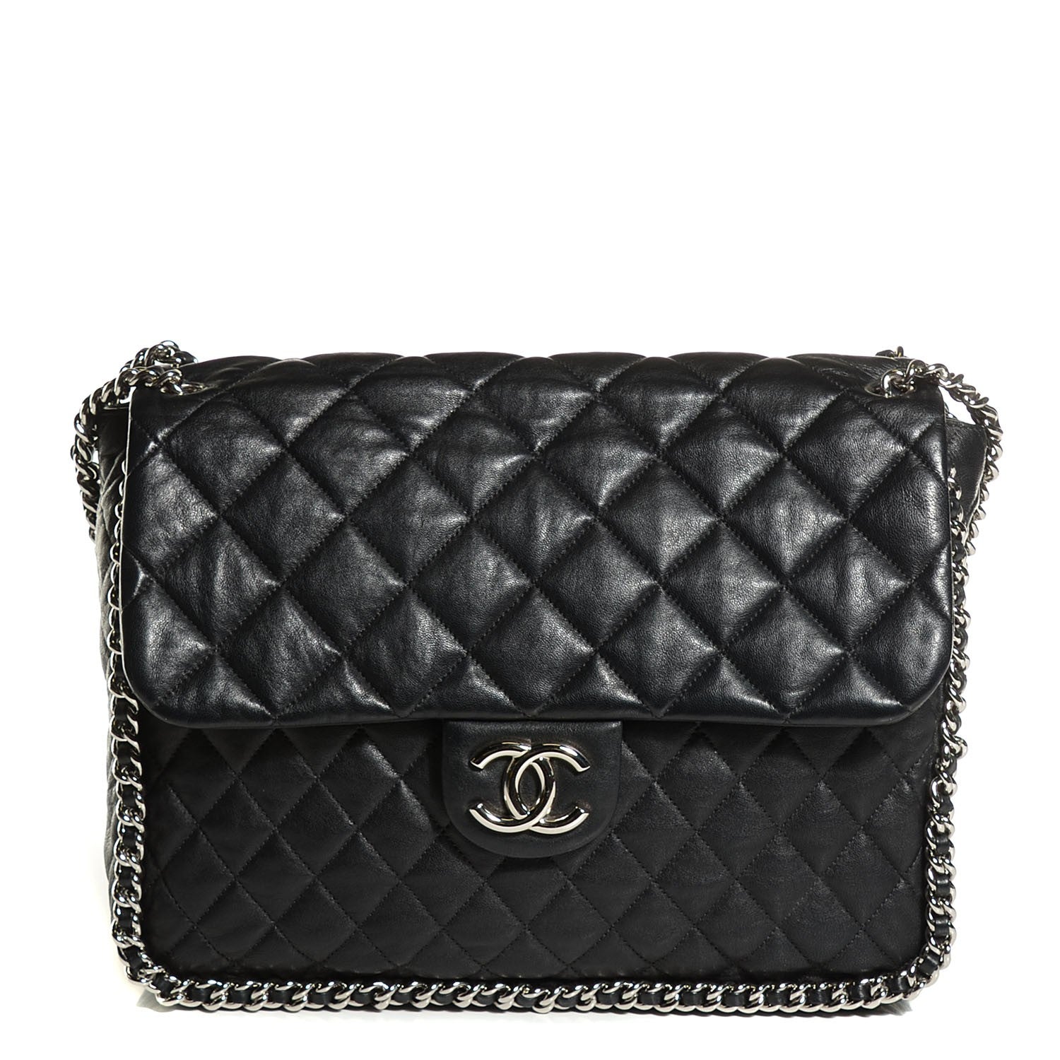 Chanel Washed Lambskin Quilted Maxi Chain Around Flap Black 1 of 7