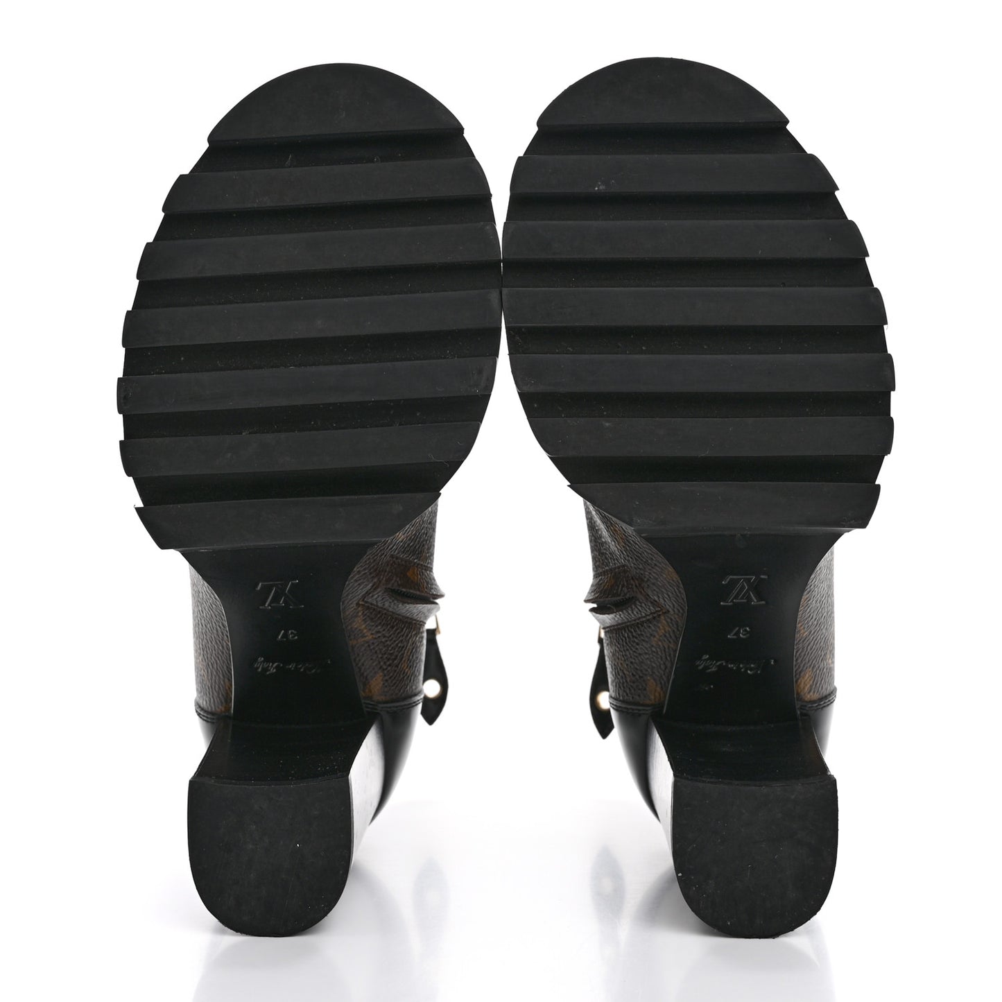 Patent Calfskin Monogram Star Trail Ankle Boots 37 Black