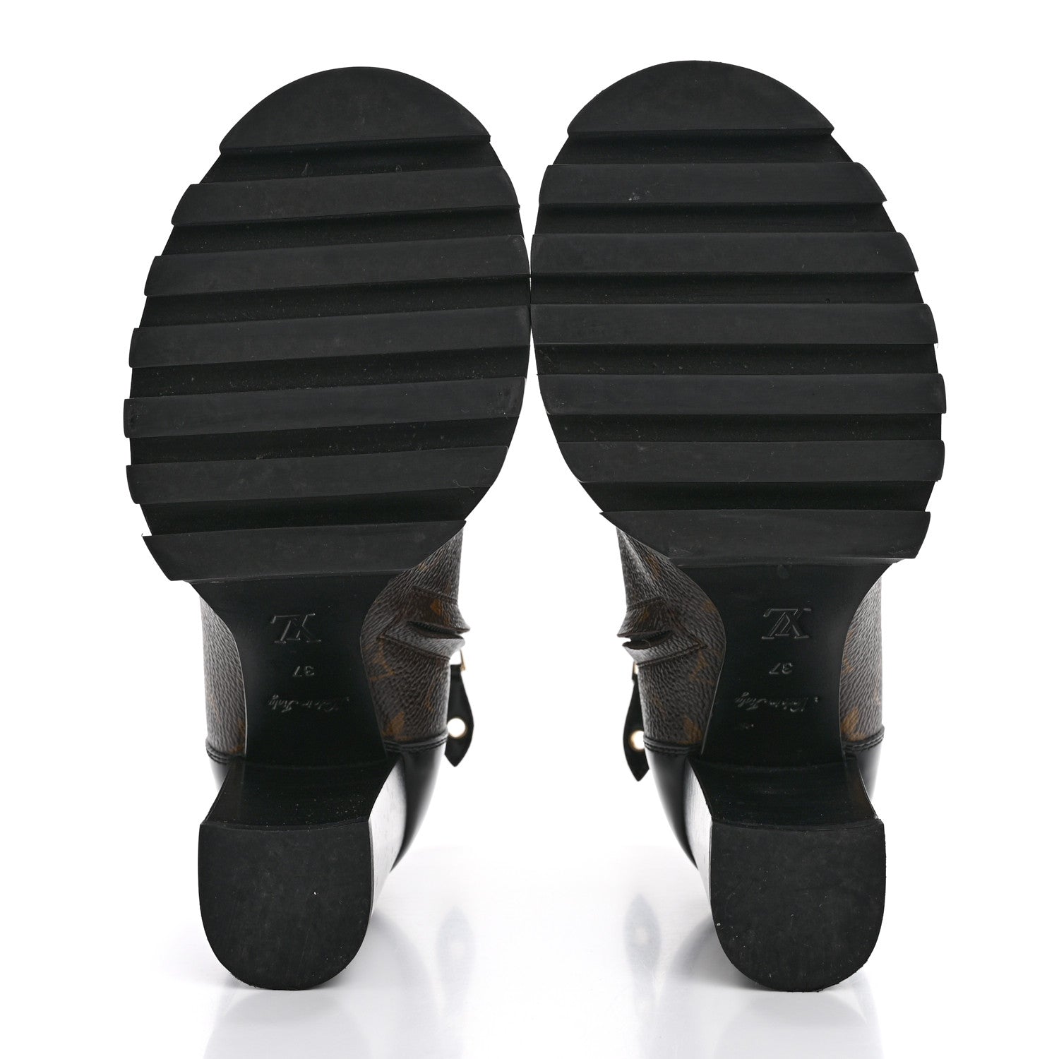 Louis Vuitton Patent Calfskin Monogram Star Trail Ankle Boots 37 Black 6 of 10