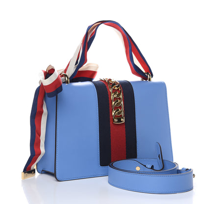 Gucci Calfskin Small Sylvie Shoulder Bag Clear Sky Blue 3 of 10
