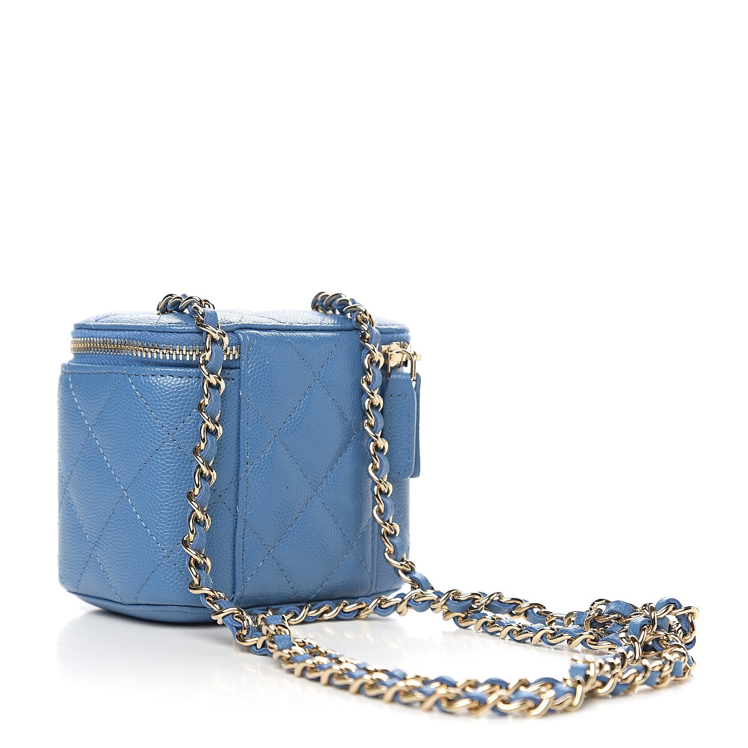 Chanel Caviar Quilted Mini Vanity Case With Chain Blue 2 of 8