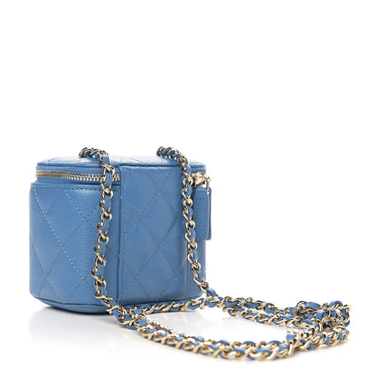 Chanel Caviar Quilted Mini Vanity Case With Chain Blue 2 of 8