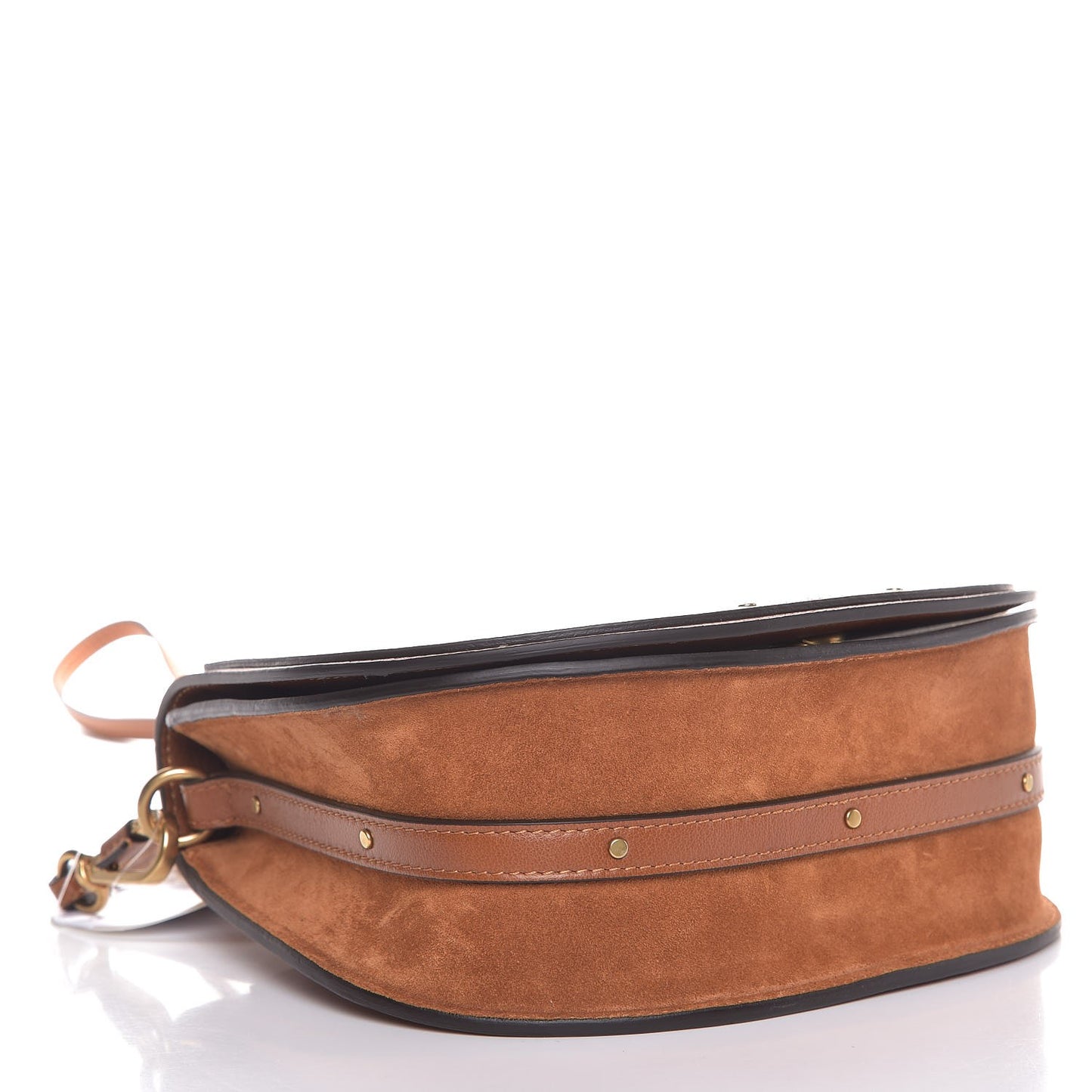 Calfskin Suede Medium Nile Bracelet Bag Caramel
