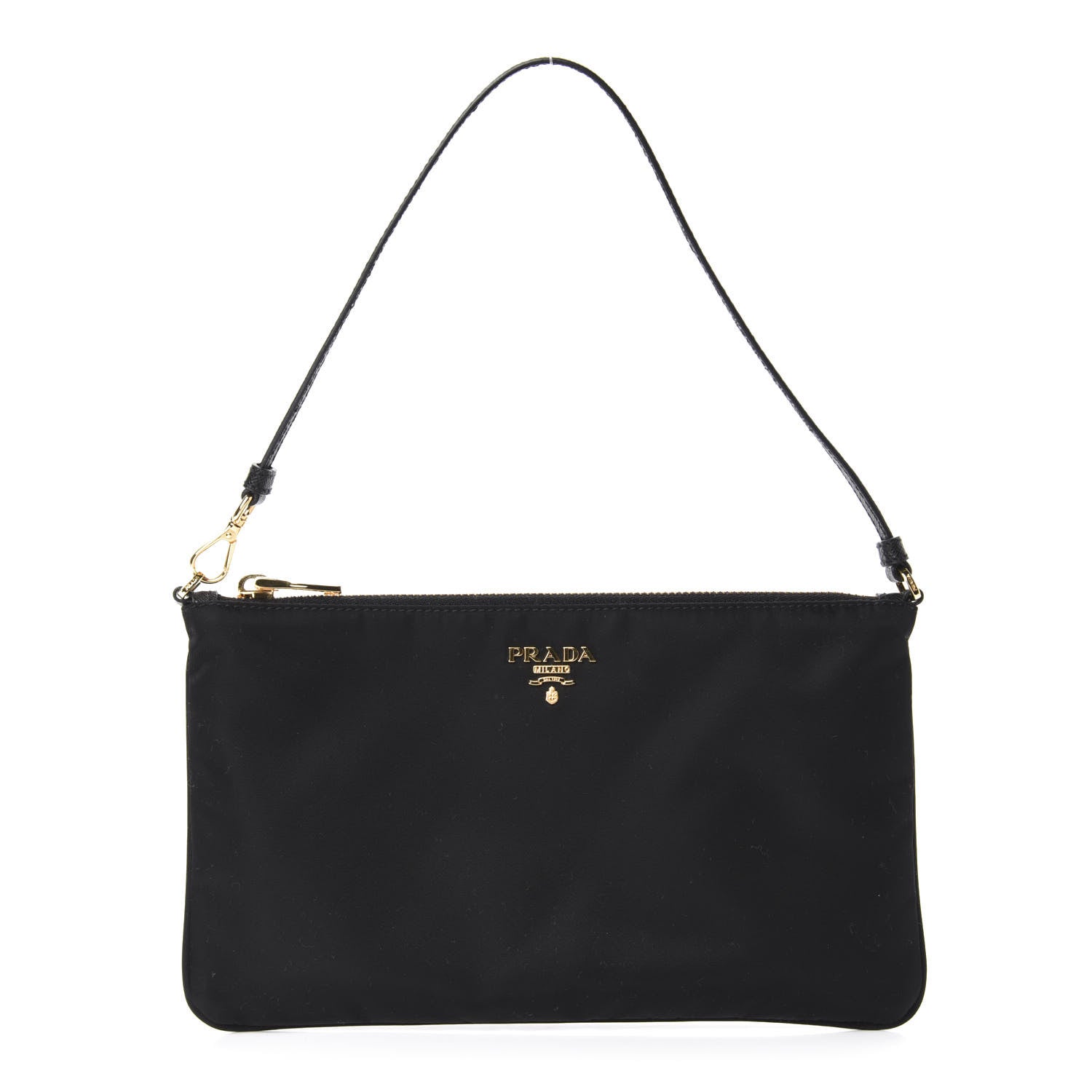 Prada Tessuto Nylon Soft Calfskin Shoulder Bag Black 1 of 10