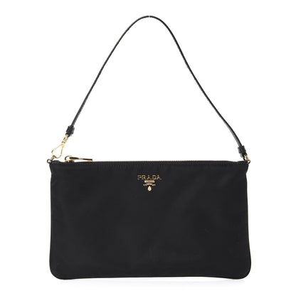 Prada Tessuto Nylon Soft Calfskin Shoulder Bag Black 1 of 10