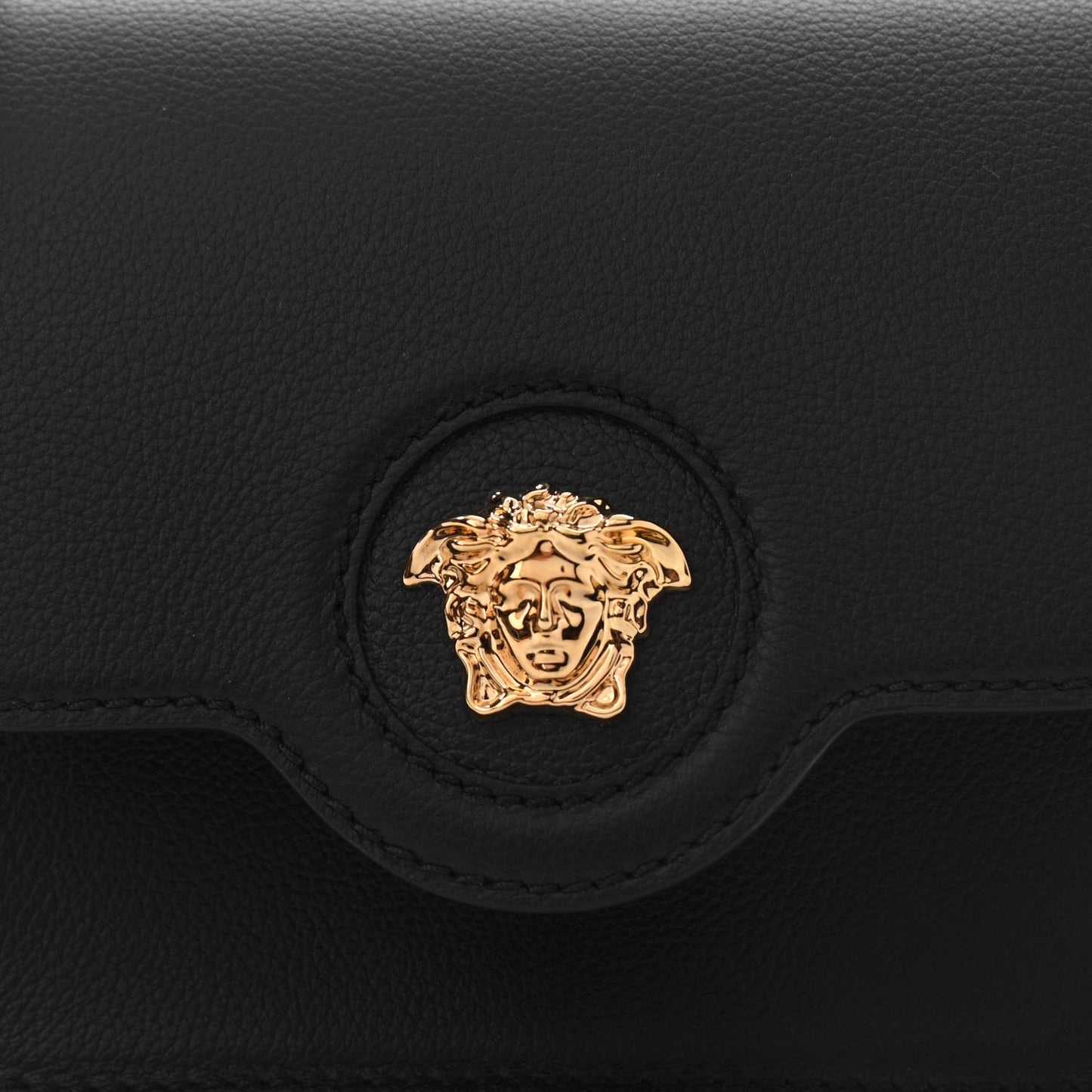 Grained Calfskin La Medusa Shoulder Bag Black