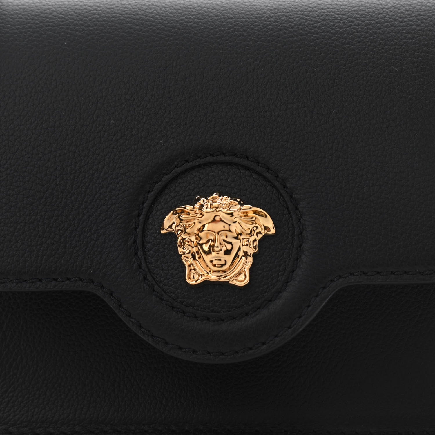 Versace Grained Calfskin La Medusa Shoulder Bag Black 8 of 10