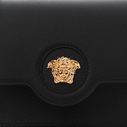 Versace Grained Calfskin La Medusa Shoulder Bag Black 8 of 10