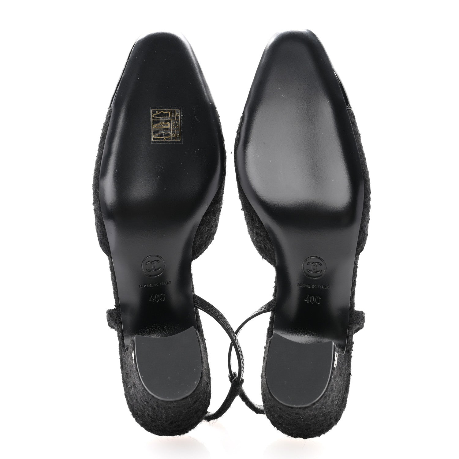 Chanel Tweed Patent Cap Toe CC Slingback Pumps 40 Black 5 of 9