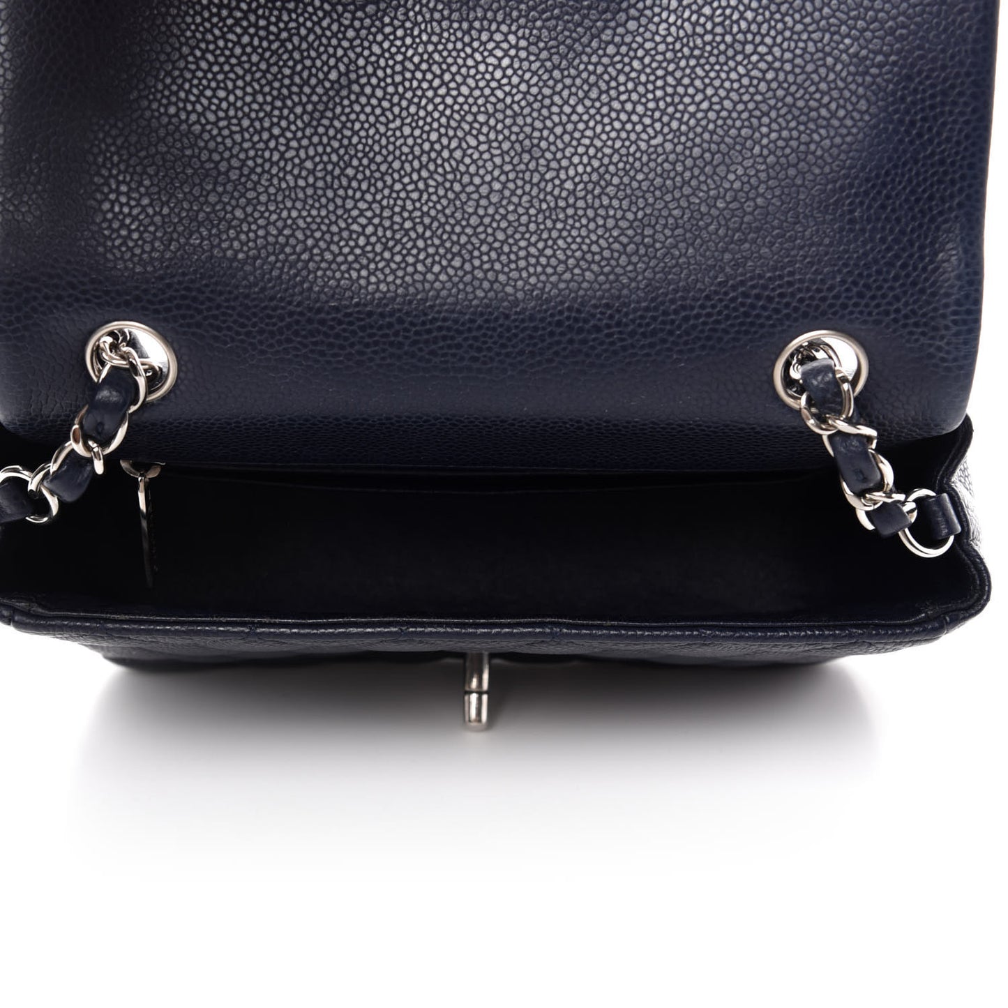 Caviar Quilted Mini Rectangular Flap Navy
