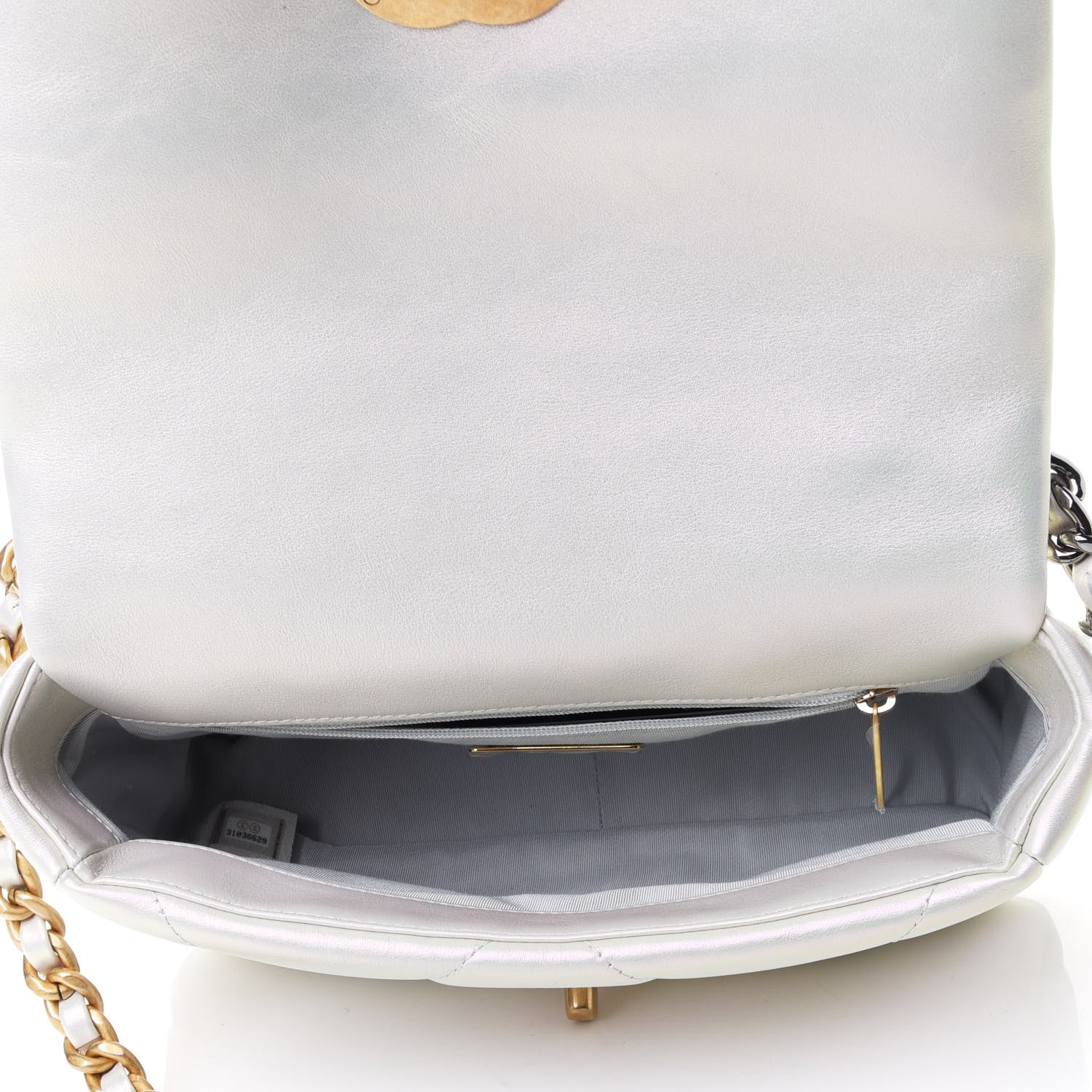 Chanel Iridescent Calfskin Quilted Medium Chanel 19 Flap White 4 of 4