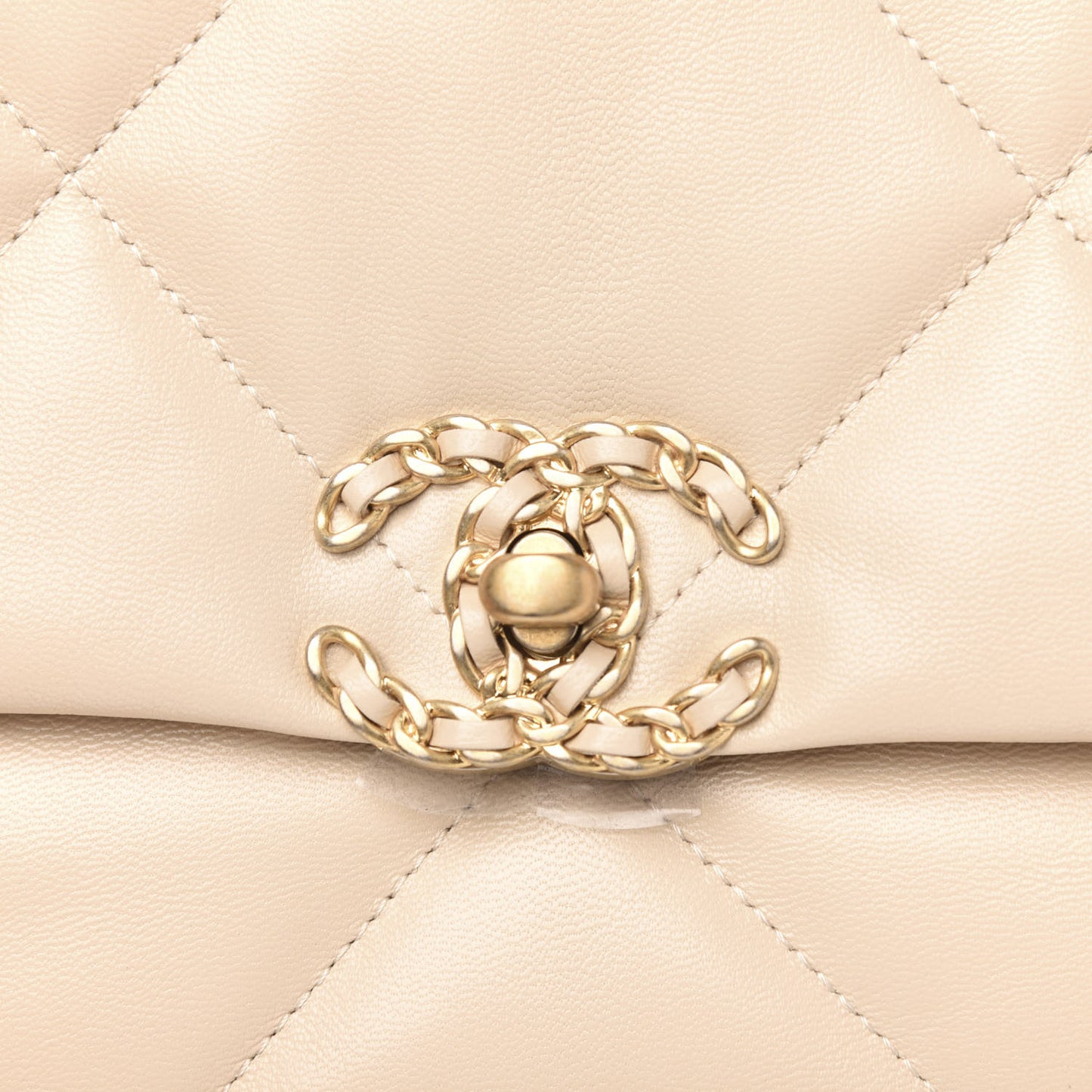 Lambskin Quilted Large 19 Flap Beige