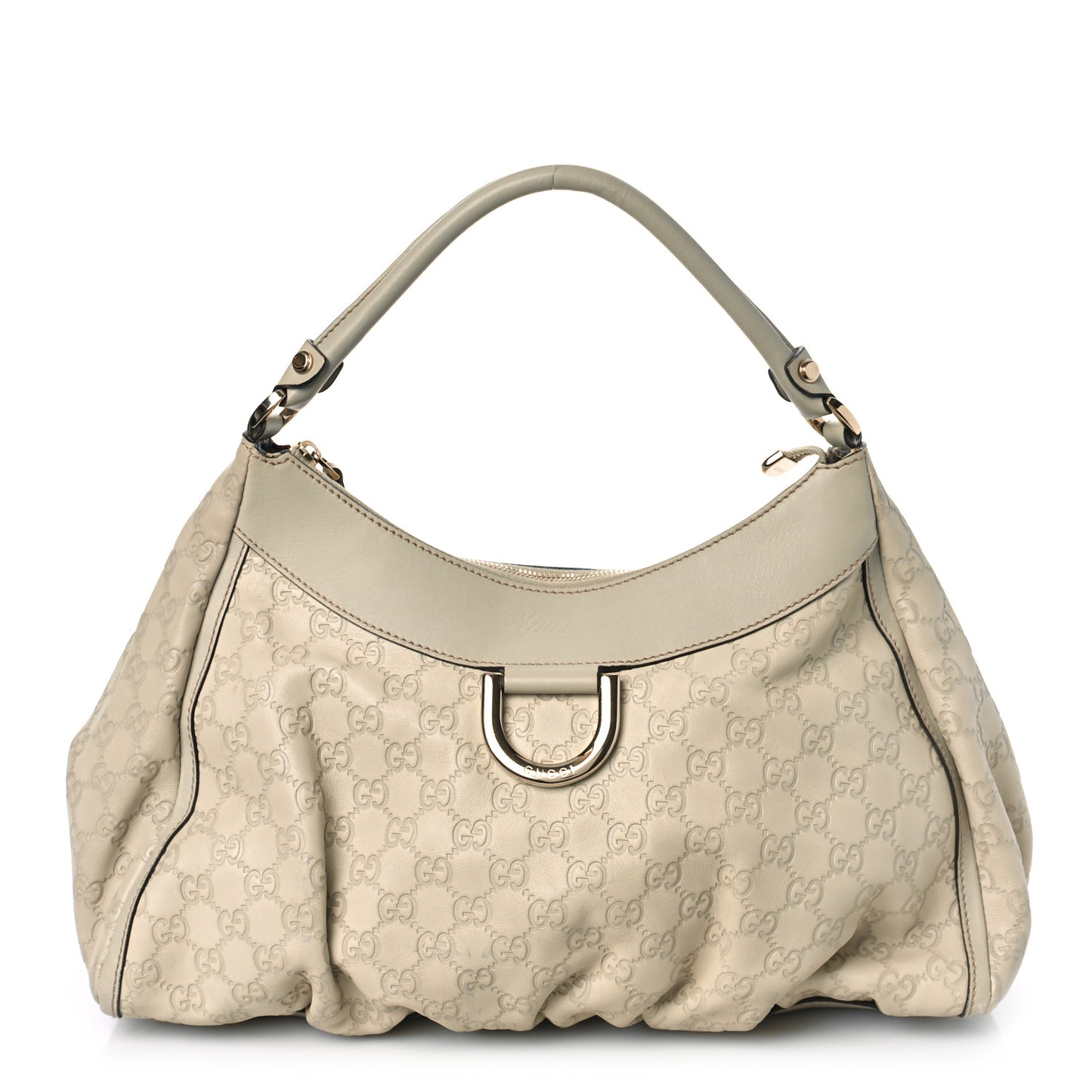 Guccissima Large D Gold Ring Hobo Off White