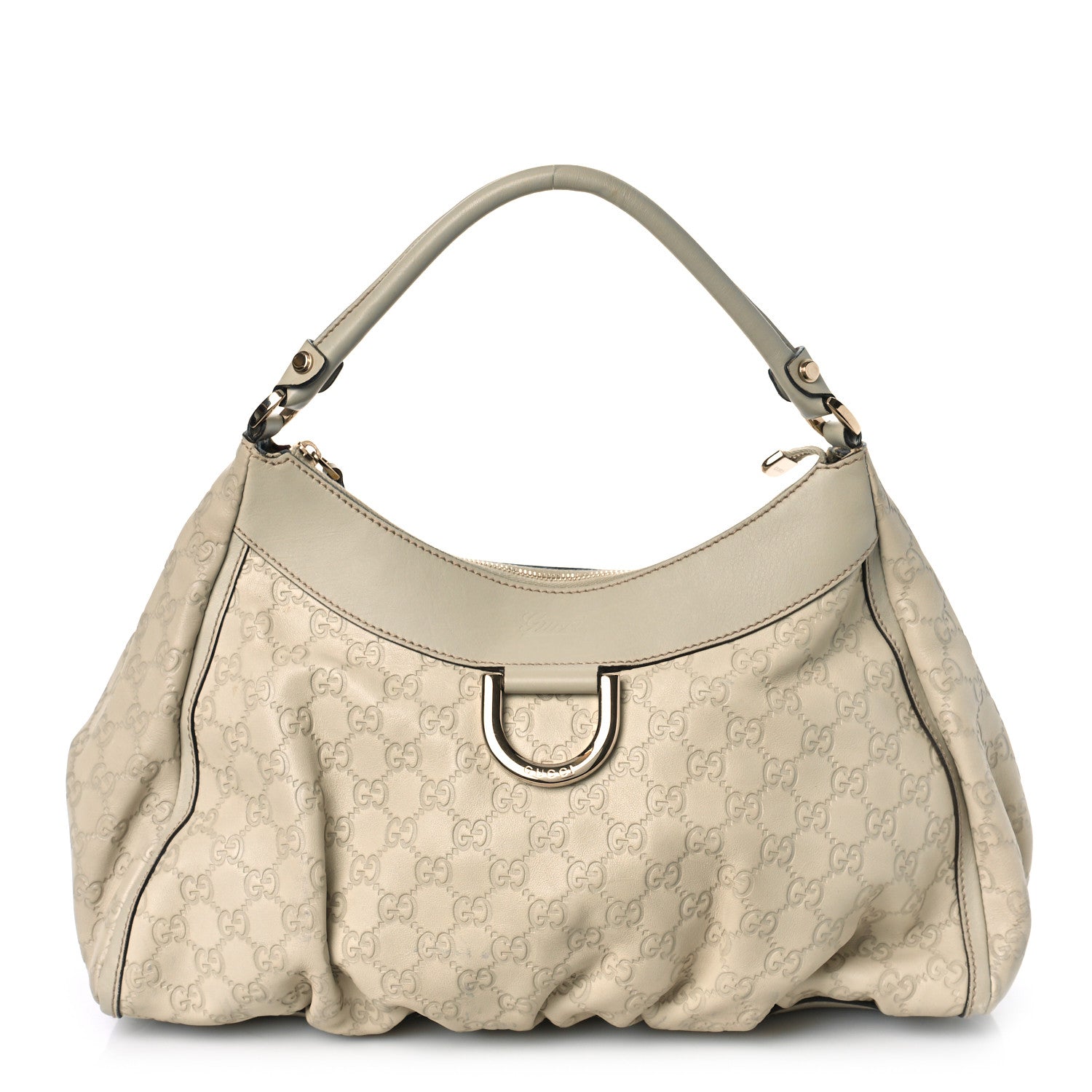 Gucci Guccissima Large D Gold Ring Hobo Off White 1 of 12