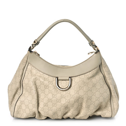 Gucci Guccissima Large D Gold Ring Hobo Off White 1 of 12