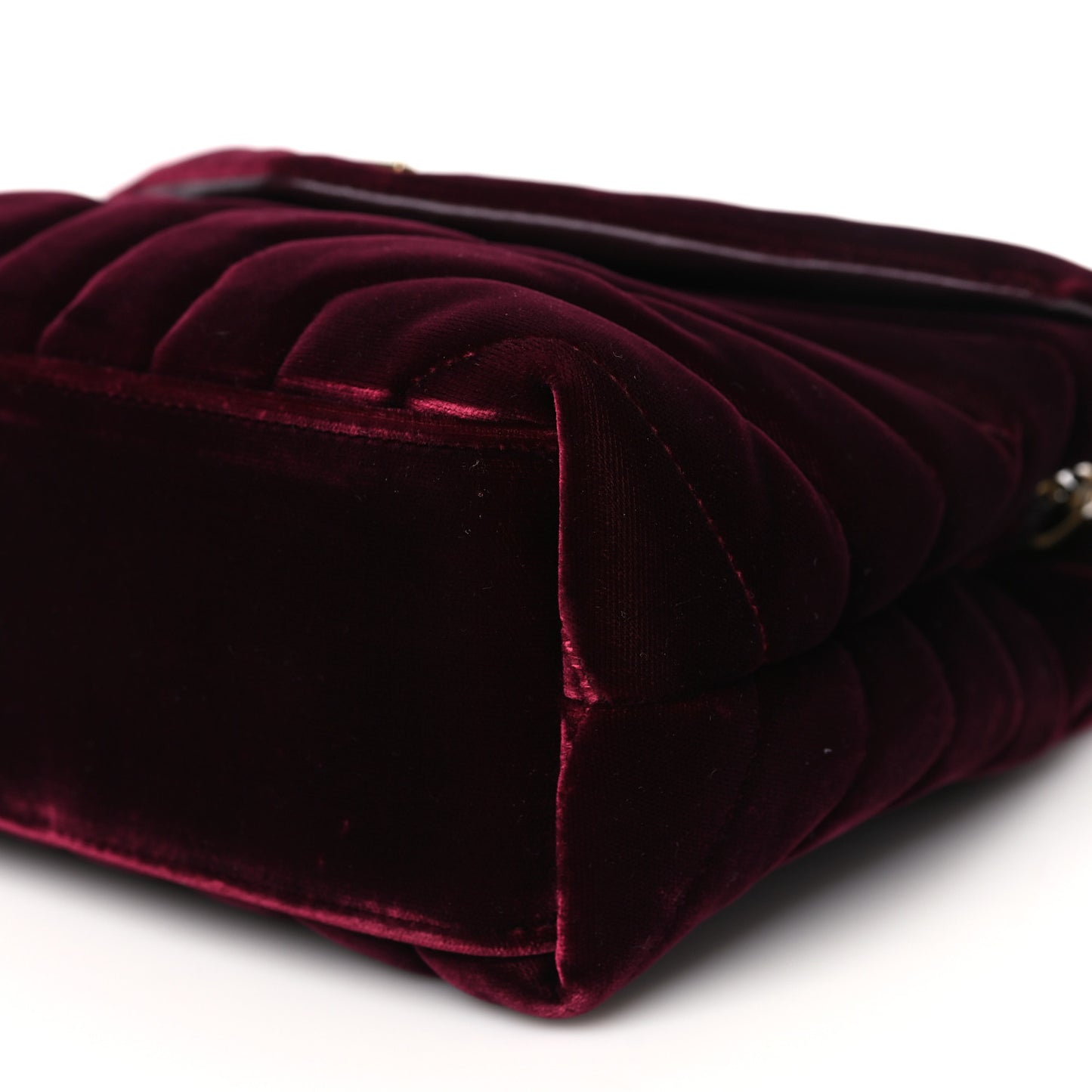 Velvet Y Quilted Monogram Small Loulou Chain Satchel Burgundy