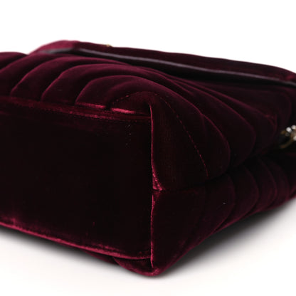 Saint Laurent Velvet Y Quilted Monogram Small Loulou Chain Satchel Burgundy 10 of 10