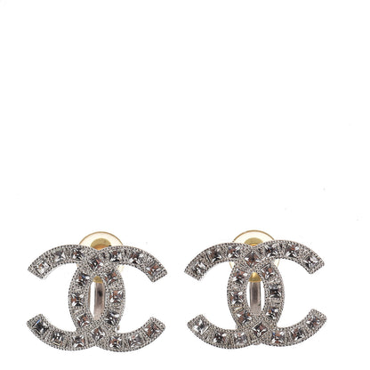 Chanel Baguette Crystal CC Clip On Earrings Silver 1 of 6