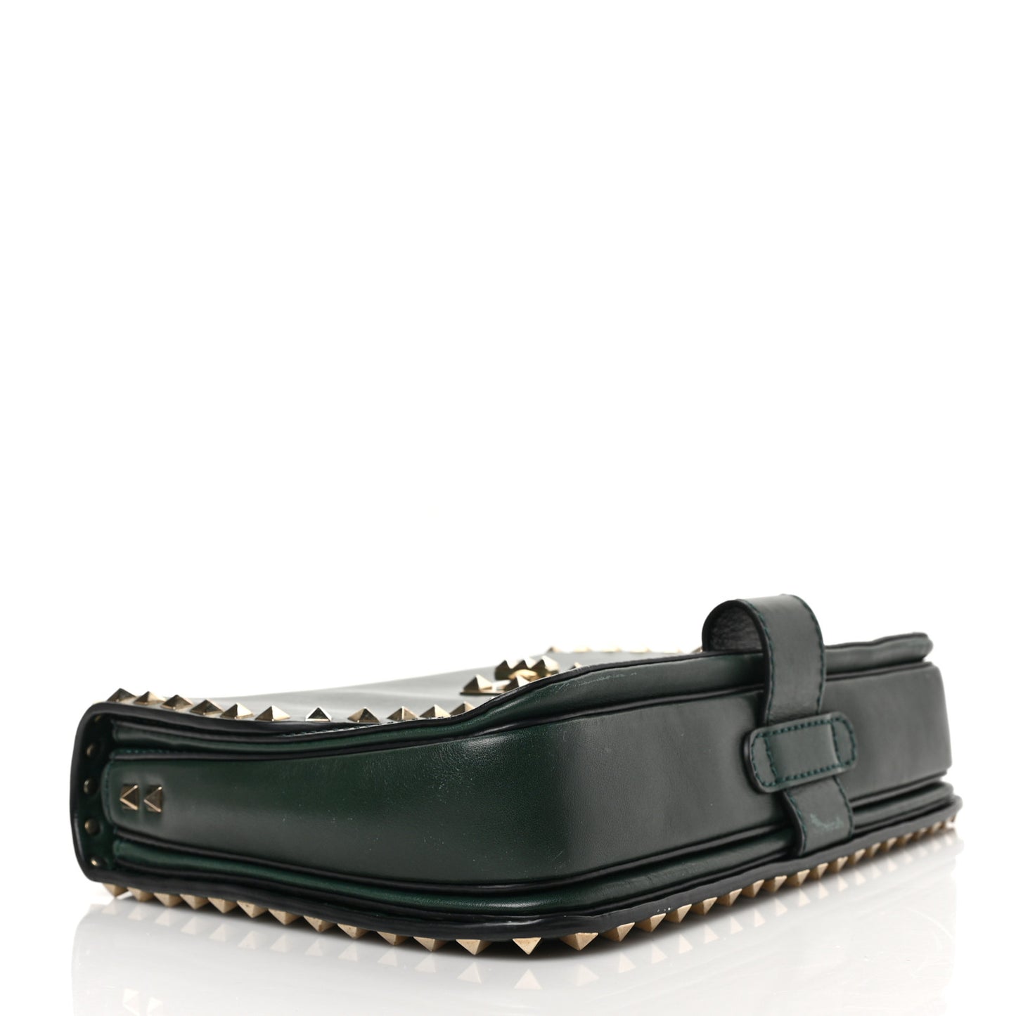 Vitello Rockstud Shoulder Flap Bag Green
