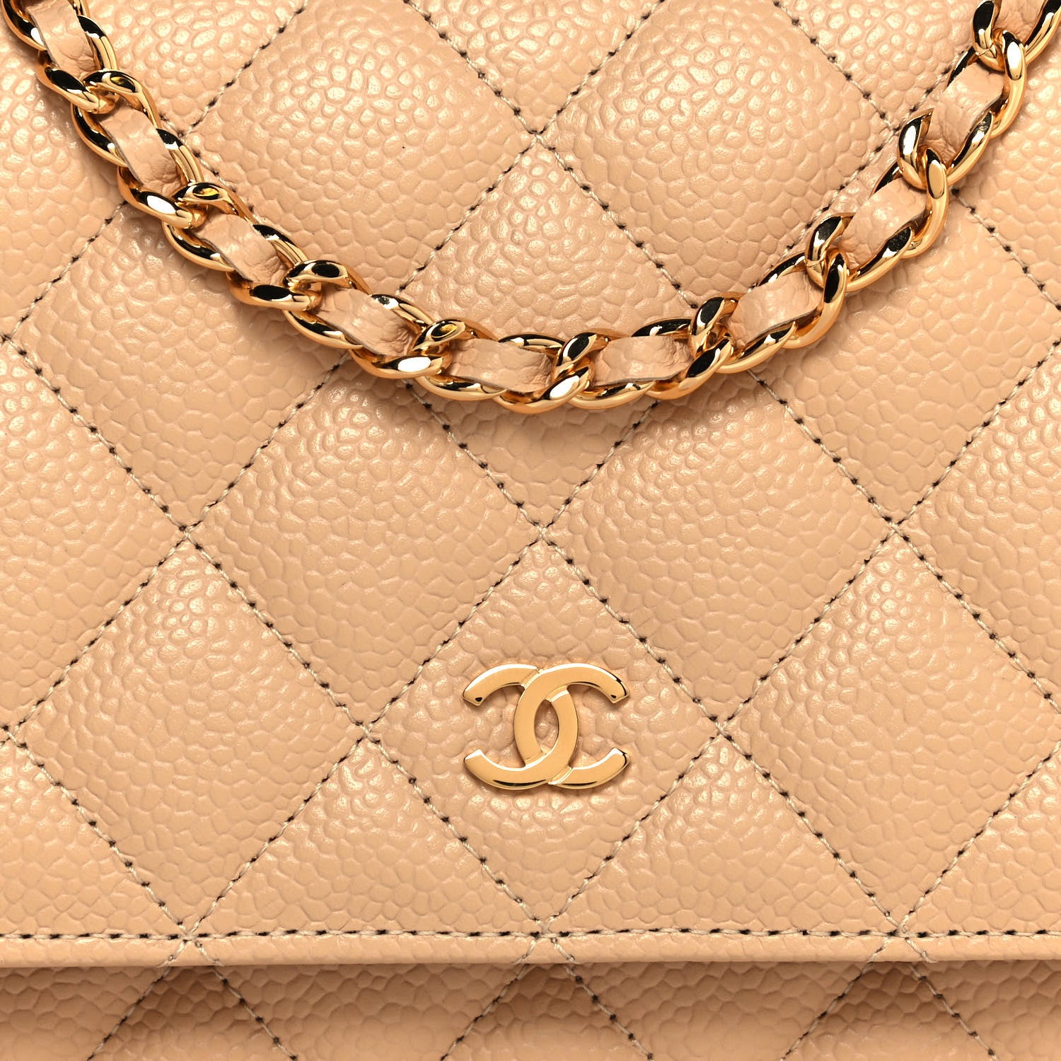 Chanel Caviar Quilted Wallet On Chain WOC Beige 9 of 16