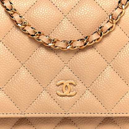 Chanel Caviar Quilted Wallet On Chain WOC Beige 9 of 16
