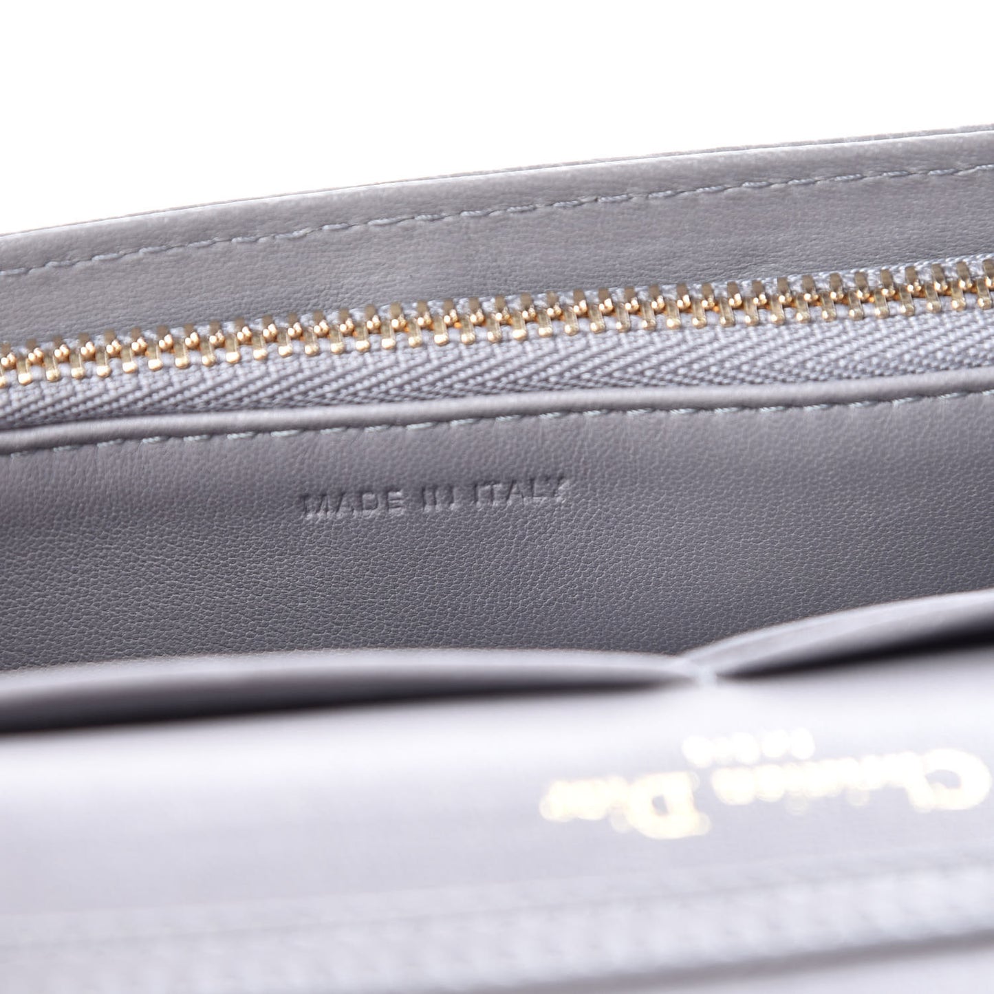 Grained Calfskin Diorama Wallet on Chain Pouch Gris