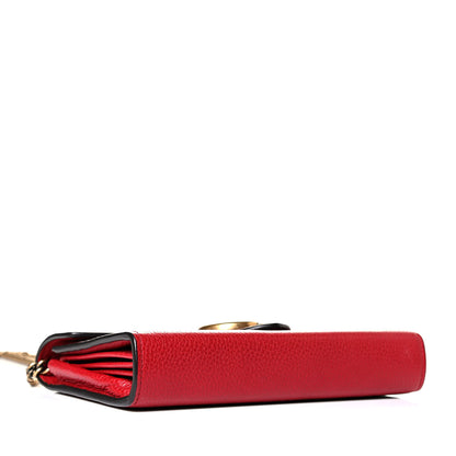 Gucci Calfskin GG Marmont Chain Wallet Vulcanic Red 3 of 6